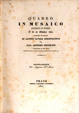 Quadro in Musaico scoperto in Pompei a di 24 Ottobre 1831