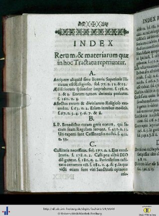 Index Rerum, et materiarum quae in hoc Tractatu reperiuntur.