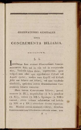 Observationes Generales Circa Concrementa Biliaria.