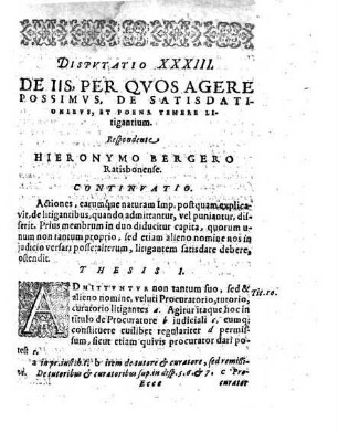 Dispvtationis XXXIII. Theses Ex Tit. X. XI. Et XVI. Lib. IV. Inst. Imp. Cognatis Item D. C. Et Nov. Titvlis Desumtae