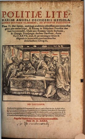 Politiae literariae Angeli Decembrii : ad summum pontificem Pium II libri septem ; multiiuga eruditione refertissimi ...