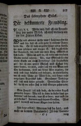 Das siebenzehnte Stück. Der bekümmerte Fremdling. - Das achtzehnte Stück. Der Gefangene.