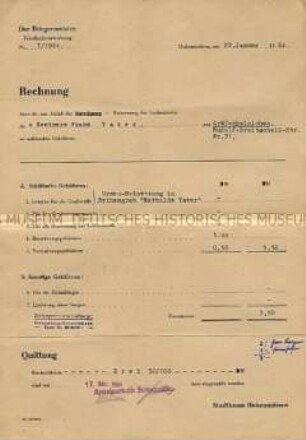 Rechnung für eine Urnenbestattung