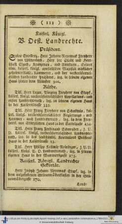 Kaiserl. Königl. V. Oest. Landrechte.