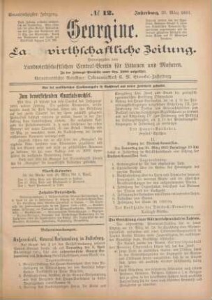Einundsechzigster Jahrgang. No. 12. Insterburg, 23. März 1893.