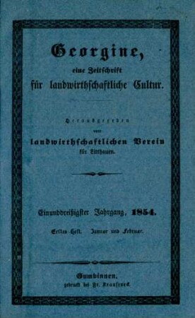 Einunddreißigster Jahrgang, 1854. Erstes Heft. Januar und Februar.