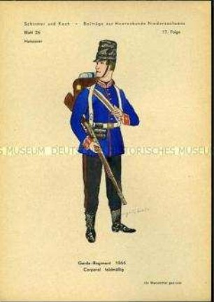 Uniformdarstellung, Korporal des Garde-Regiments, Königreich Hannover, 1866.