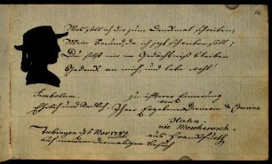 Hahn geb. Moscherosch, aus Franckfurth, Cousine (Silhouette). Tübingen, 05.11.1782.