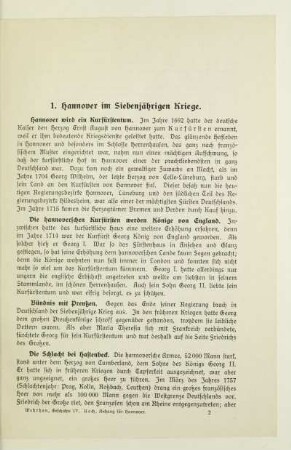 1. Hannover im Siebenjährigen Kriege