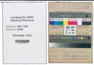 Entnazifizierung Erich Schneider , geb. 20.02.1903 (Kaufmaennischer Angestellter)