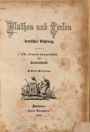 Blüthen und Perlen deutscher Dichtung : für Frauen