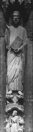 Chartres, Kathedrale Notre-Dame, Südquerschiffassade, Mittelportal, Trumeau-Figur, Christus