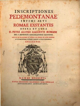 Inscriptiones Pedemontanae infimi aevi Romae exstantes
