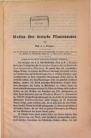 Studien über deutsche Pflanzennamen : (Aus d. Februarhefte d. J. 1857 der Sitzungsberichte d. math-naturw. Classe. [XXIII. 307] bes. abgedr.)