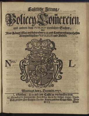Nro. L, Montags, den 9. Decembr 1737