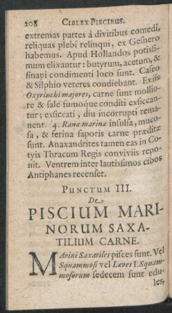 Puntum III. De Piscium Marinorum Saxatilium Carne