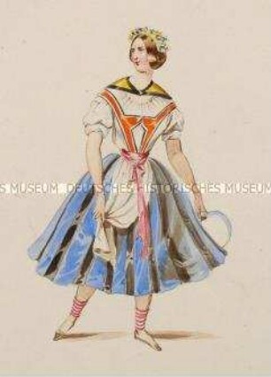 Frau im sommerlichen Gewand mit Sichel - Tafel aus Franceschini/Kostümbilder (Kassette 2)
