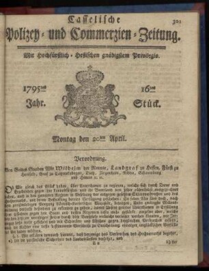 16tes Stueck, Montag den 20ten April 1795