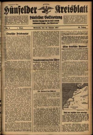 Erste Ausgabe vom Mittwoch, den 13. Januar 1937.