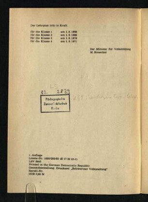 Der Lehrplan tritt ...