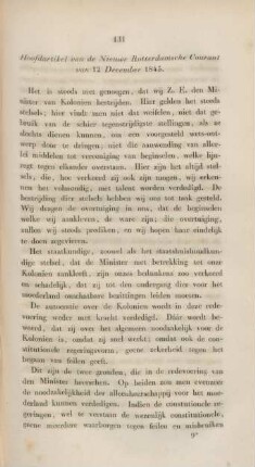 Hoofdartikel van de Nieuwe Rotterdamsche Courant van 12 December 1845.