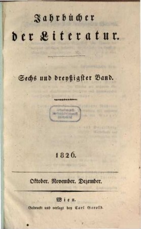 Jahrbücher der Literatur. 36. 1826