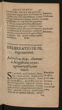 Deliberatio De Peregrinatione.