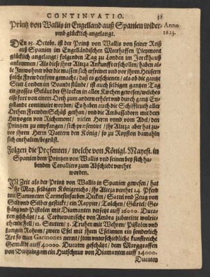 Printz von Wallis in Engelland auß Spanien widerumb glücklich angelangt.
