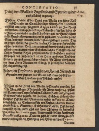 Printz von Wallis in Engelland auß Spanien widerumb glücklich angelangt.