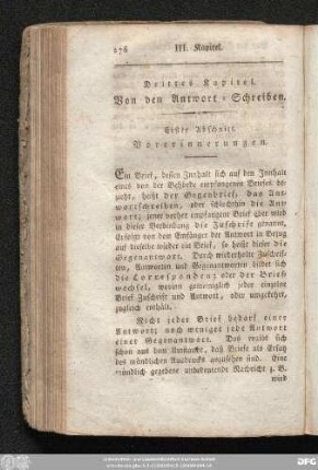 Drittes Kapitel. Von den Antwort-Schreiben.