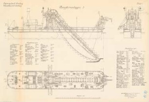 Dampfeimerbagger 3: Grundriss, Schnitte 1:100