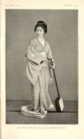 Eine Geisha mit Samisen, Typus einer japanischen Schönheit
