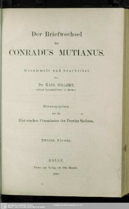 2: Der Briefwechsel des Conradus Mutianus