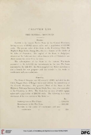 Chapter XIII – The central provinces
