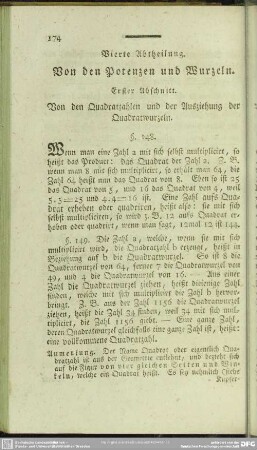 Vierte Abtheilung. Von den Potenzen und Wurzeln