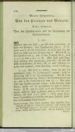Vierte Abtheilung. Von den Potenzen und Wurzeln