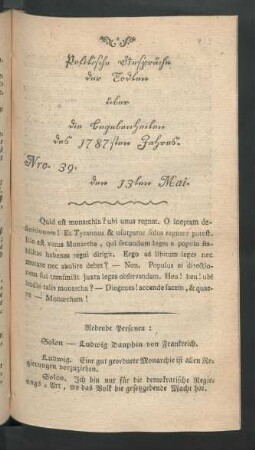 Nro. 39. den 13ten Mai
