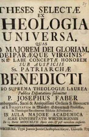 Theses Selectae Ex Theologia Universa