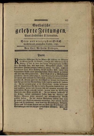 Drey und vierzigstes Stück, den sieben und zwanzigsten October, 1787.