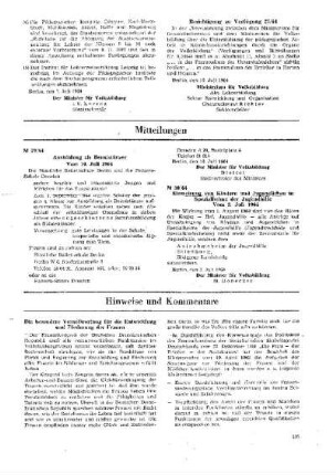 Berichtigung zu Verfügung 27/64