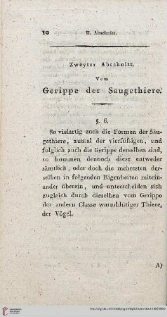 Zweyter Abschnitt: Vom Gerippe der Säugethiere