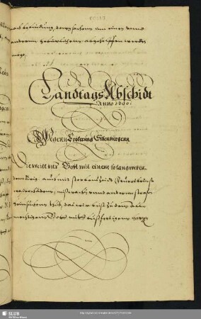 Landtags Abschidt Anno 1600
