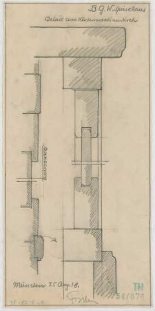 Fischer, Theodor; München; Bayerische Geschützwerke - Küchenmaschinentisch (Schnitt, Querschnitt)