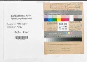 Entnazifizierung Josef Seffen , geb. 15.03.1901 (Kaufmaennischer Angestellter)