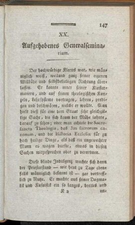 XX. Aufgehobenes Generalseminarium