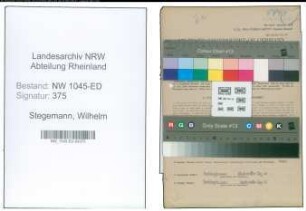 Entnazifizierung Wilhelm Stegemann , geb. 27.01.1897 (Lehrer)