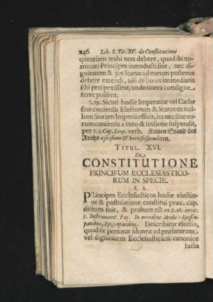 Titul. XVI. De Constitutione Principum Ecclesiasticorum In Specie.
