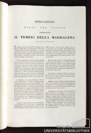 Spiegazione delle tre Tavole rappresentanti il Tempio della Maddalena