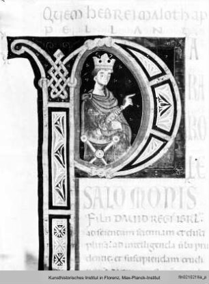 Bibel : Historisierte Initiale P: Thronender Salomon
