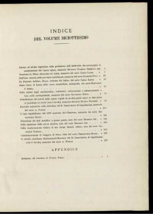INDICE DEL VOLUME DICIOTTESIMO